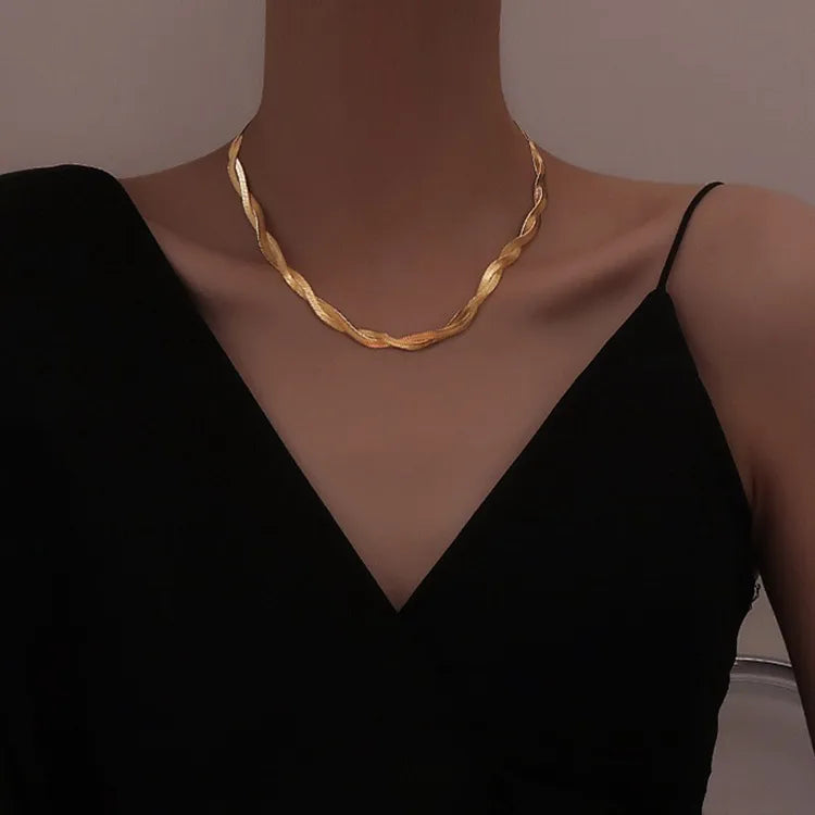 Collier tissé or double couche