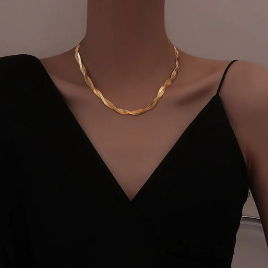 Collier tissé or double couche